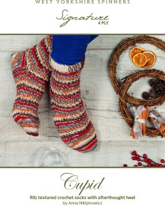 West Yorkshire Spinners - Cupid - Rib Textured Crochet Socks by Anna Nikipirowicz in Signature 4 Ply (downloadable PDF)