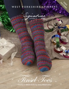 West Yorkshire Spinners - Tinsel Toes - Crochet V-Stitch Socks by Anna Nikipirowicz in Signature 4 Ply (downloadable PDF)