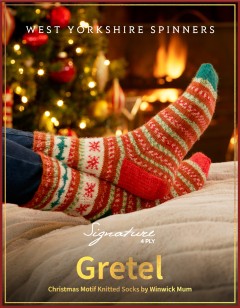 West Yorkshire Spinners - Gretel - Christmas Motif Knitted Socks by Winwick Mum in Signature 4 Ply (downloadable PDF)