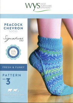 West Yorkshire Spinners - Peacock Chevron Socks in Signature 4 Ply (downloadable PDF)