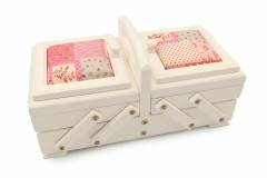 Aumueller Sewing Box, Beech, White Wood with Annabella Rose Fabric