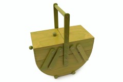 Aumueller Sewing Box, Gondola Shape, Green Wood