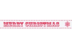 Berties Bows Grosgrain Ribbon - 16mm wide - Merry Christmas - Red on White (3m reel)