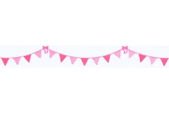Berties Bows Grosgrain Ribbon - 16mm wide - Bunting - Pink on White (3m reel)