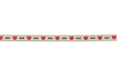 Berties Bows Grosgrain Ribbon - 9mm wide - Polka Dot Heart & Kisses - Ivory (3m reel)