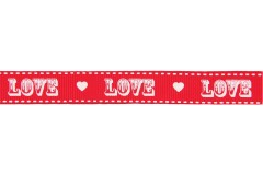 Berties Bows Grosgrain Ribbon - 16mm wide - Vintage Love - Red on Ivory (3m reel)