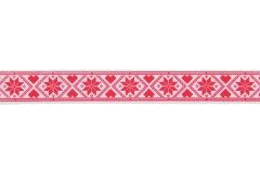 Berties Bows Grosgrain Ribbon - 16mm wide - Snowflakes and Hearts - Red on White (3m reel)