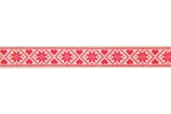 Berties Bows Grosgrain Ribbon - 16mm wide - Snowflakes and Hearts - Red on Ivory (3m reel)
