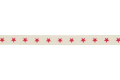 Berties Bows Grosgrain Ribbon - 9mm wide - Stars - Red on Ivory (3m reel)