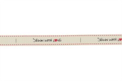 Berties Bows Grosgrain Ribbon - 16mm wide - Sewn with Love - Ivory (3m reel)