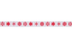 Berties Bows Grosgrain Ribbon - 9mm wide - Snowflakes - Red on White (3m reel)