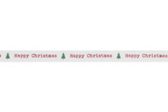 Berties Bows Grosgrain Ribbon - 9mm wide - Happy Christmas - White (3m reel)