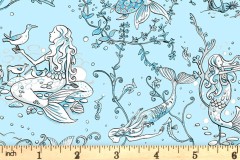 Clothworks - Sandy Toes - Mermaids - Light Sky (Y4046-97)