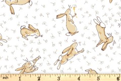 Clothworks - Guess How Much I Love You - Scattered Bunnies - White (Y4247-1)