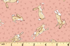 Clothworks - Guess How Much I Love You - Scattered Bunnies - Coral (Y4247-39)