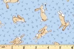 Clothworks - Guess How Much I Love You - Scattered Bunnies - Light Denim (Y4247-87)