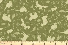 Craft Cotton Co - Cozy Forest - Animal Outline - Green (20833-GRN)