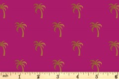 Craft Cotton Co - Tropical Metallics - Palm Trees - Hot Pink with Gold Metallic (2823-01)