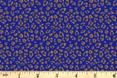 Craft Cotton Co - Tropical Metallics - Leopard Print - Blue with Gold Metallic (2823-04)