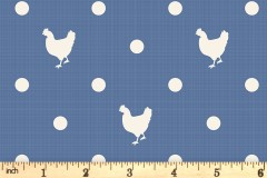 Craft Cotton Co - Blue Skies and Nutmeg - Chickens - Blue (2987-02)