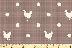 Craft Cotton Co - Blue Skies and Nutmeg - Chickens - Brown (2987-07)