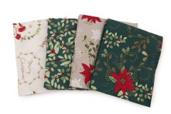 Craft Cotton Co - Traditional Poinsettia with Metallic - Fat Quarter Bundle (pack of 4)