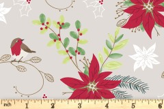 Craft Cotton Co - Traditional Poinsettia - Robin (with Gold Metallic) (3264-02)