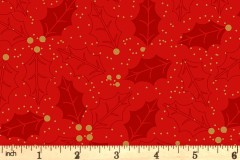 Craft Cotton Co - Simple Christmas Metallic - Holly (with Gold Metallic) (3395-01)