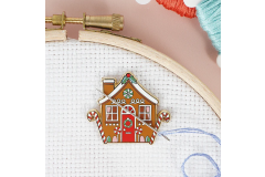 Caterpillar Cross Stitch - Enamel Needle Minder - Gingerbread House
