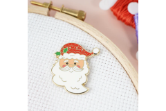 Caterpillar Cross Stitch - Enamel Needle Minder - Santa's Face