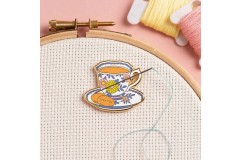 Caterpillar Cross Stitch - Enamel Needle Minder - Teacup