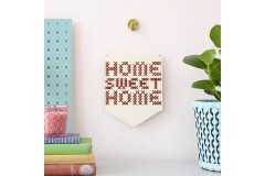 Cotton Clara - 'Home Sweet Home' Wooden Banner Kit - Rust (Cross Stitch Kit)