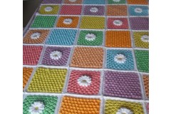 Peach Unicorn - Daisy Cluster Squares Lap Blanket (Caron Yarn Pack)