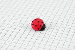 Drops Ladybird, Plastic Button, Red with Black Spots, 14mm
