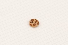 Drops Round, Flower Engraved Wooden Button, 15mm