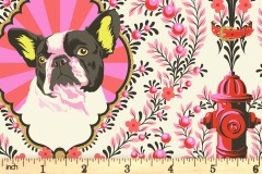 Tula Pink - Besties - Puppy Dog Eyes - Blossom with Gold Metallic