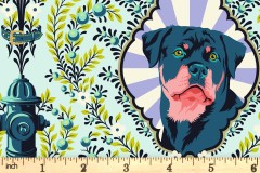 Tula Pink - Besties - Puppy Dog Eyes - Bluebell with Gold Metallic