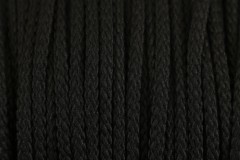 Braided Cord - Polyester - 4mm diameter - Black (per metre)