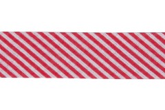 Bias Binding - Cotton - 20mm wide - Red Stripes (per metre)