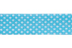 Bias Binding - Cotton - 20mm wide - Turquoise Spots (per metre)