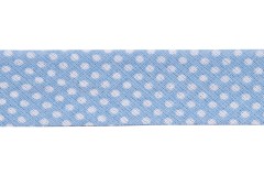 Bias Binding - Cotton - 20mm wide - Light Blue Spots (per metre)