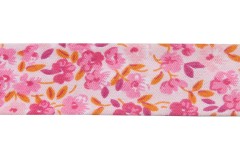 Bias Binding - Cotton - 20mm wide - Ditsy Floral Pink Orange Pink (per metre)