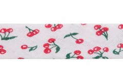 Bias Binding - Cotton - 20mm wide - Red Cherries (per metre)