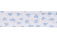 Bias Binding - Cotton - 20mm wide - Love Hearts Pale Blue (per metre)