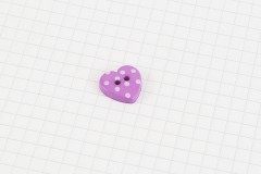 Dotty Heart Plastic Button, Purple, 15mm