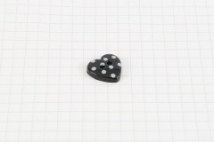 Dotty Heart Plastic Button, Black, 15mm