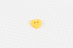 Dotty Heart Plastic Button, Yellow, 15mm