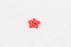 Dotty Star Plastic Button, Red, 18mm