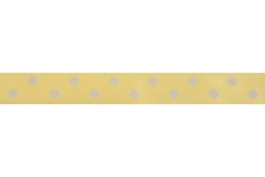Bowtique Polka Dot Satin Ribbon - 15mm wide - Yellow / Grey (5m reel)