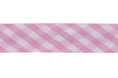 Bias Binding - 15mm wide - Pink Gingham (per metre)